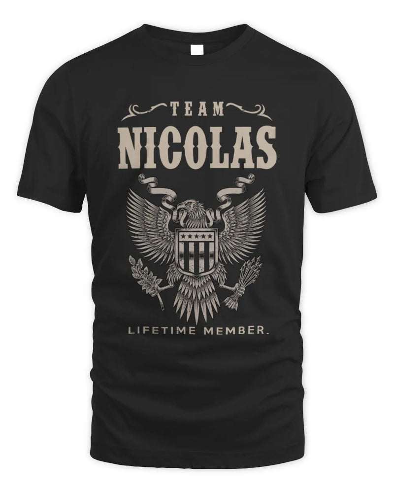 NICOLAS TP06-K82 – Personalized Classic Style Apparel “Team NAME Lifetime Member” - Unisex Standard T-Shirt - Black