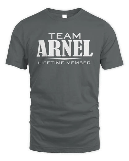 ARNEL BL62-K4-128 - Personalized “Team NAME Lifetime Member” - Unisex Standard T-Shirt - Charcoal