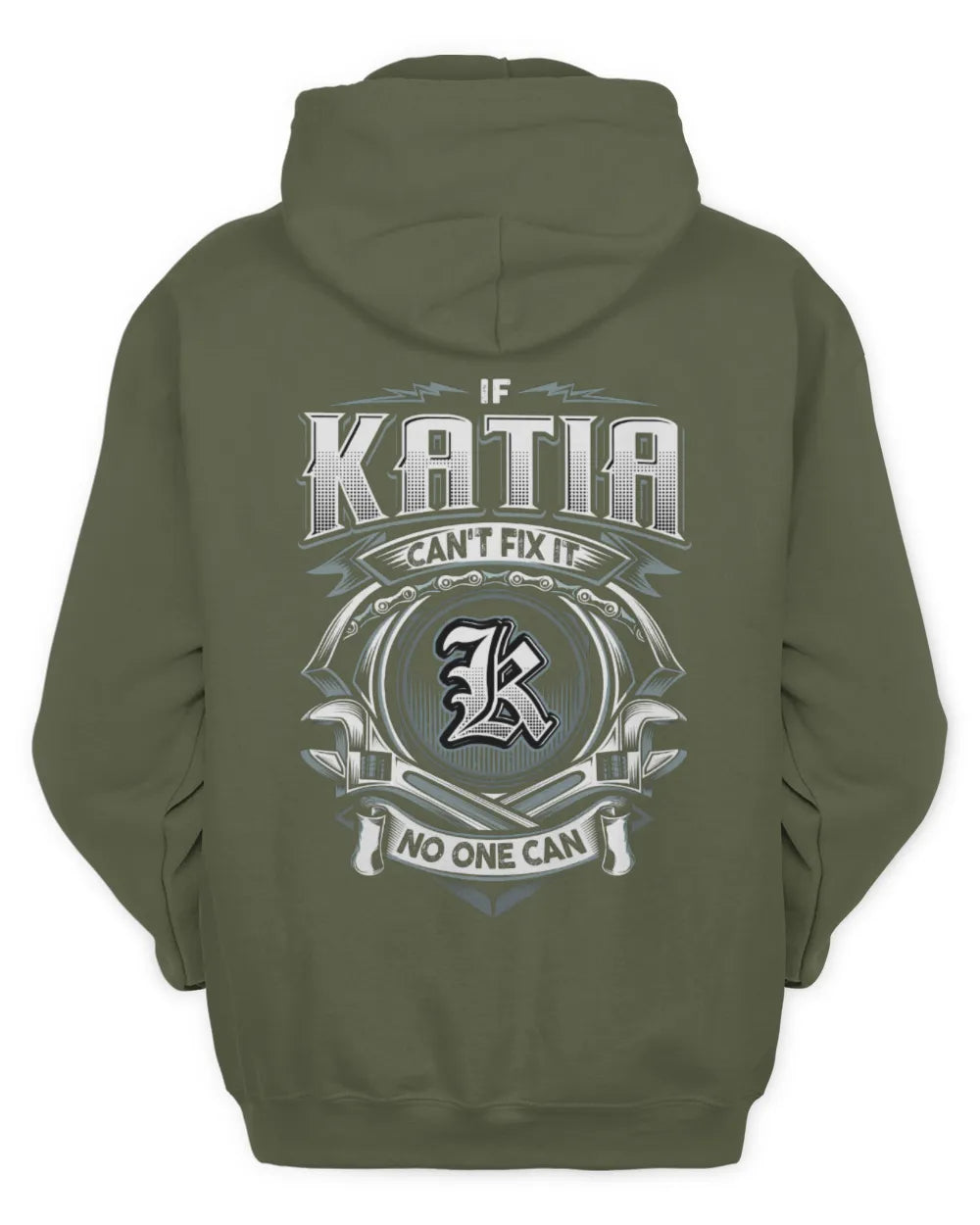 KATIA AP81-K4-626 - Personalized Ahmed Quote Apparel “If Ahmed Can't Fix It, No One Can” - Unisex Hoodie - Military Green