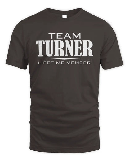 TURNER BL62-K4-128 - Personalized “Team NAME Lifetime Member” - Unisex Standard T-Shirt - Dark Chocolate