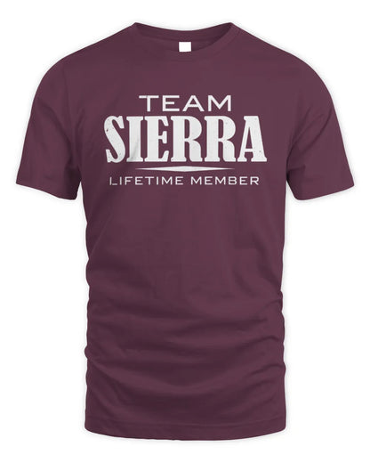 SIERRA BL62-K4-128 - Personalized “Team NAME Lifetime Member” - Unisex Standard T-Shirt - Maroon