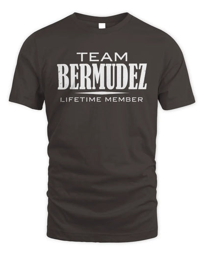 BERMUDEZ BL62-K4-128 - Personalized “Team NAME Lifetime Member” - Unisex Standard T-Shirt - Dark Chocolate