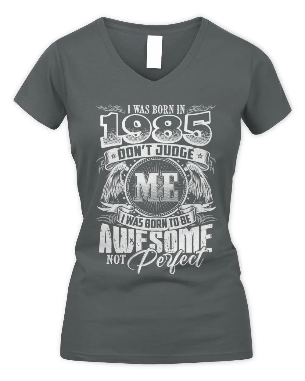1985 HH89-K2 – Awesome Birth Year Quote T-Shirt - Women's V-Neck T-Shirt - Charcoal