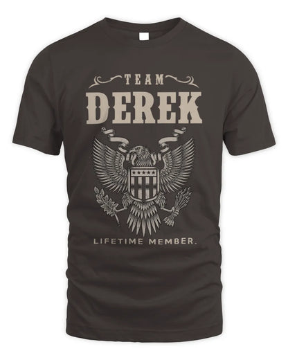 DEREK TP06-K82 – Personalized Classic Style Apparel “Team NAME Lifetime Member” - Unisex Standard T-Shirt - Dark Chocolate