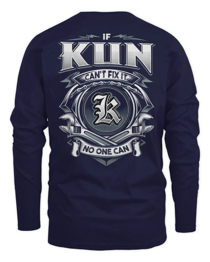 KUN AP81-K4-626 - Personalized Ahmed Quote Apparel “If Ahmed Can't Fix It, No One Can” - Men's Long Sleeved T-Shirt - Navy