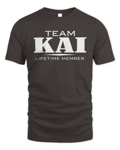 KAI BL62-K4-128 - Personalized “Team NAME Lifetime Member” - Unisex Standard T-Shirt - Dark Chocolate