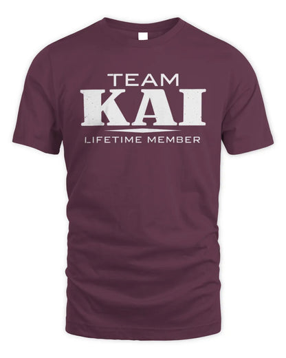 KAI BL62-K4-128 - Personalized “Team NAME Lifetime Member” - Unisex Standard T-Shirt - Maroon