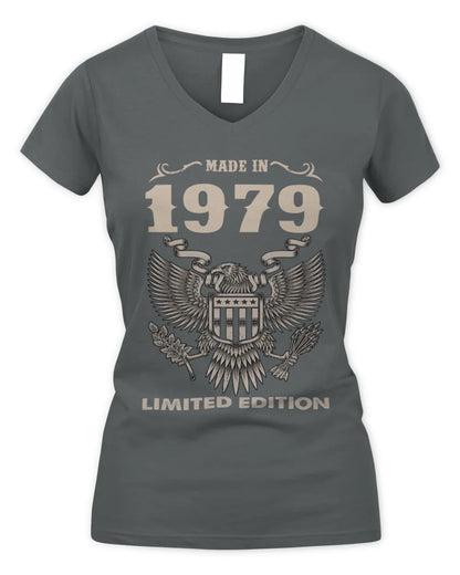 1979 HH89-K2 – Classic Birth Year Limited Edition T-Shirt - Women's V-Neck T-Shirt - Charcoal