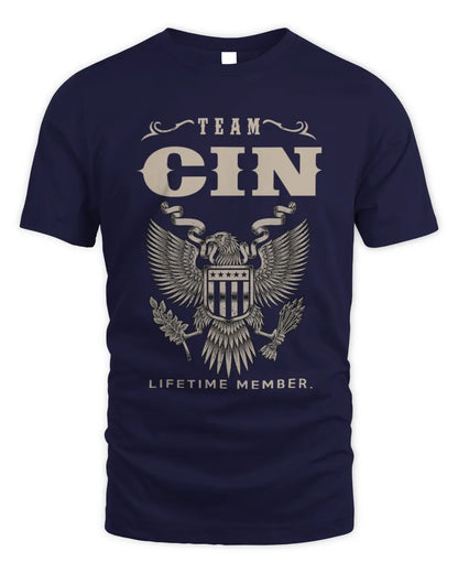 CIN TP06-K82 – Personalized Classic Style Apparel “Team NAME Lifetime Member” - Unisex Standard T-Shirt - Navy