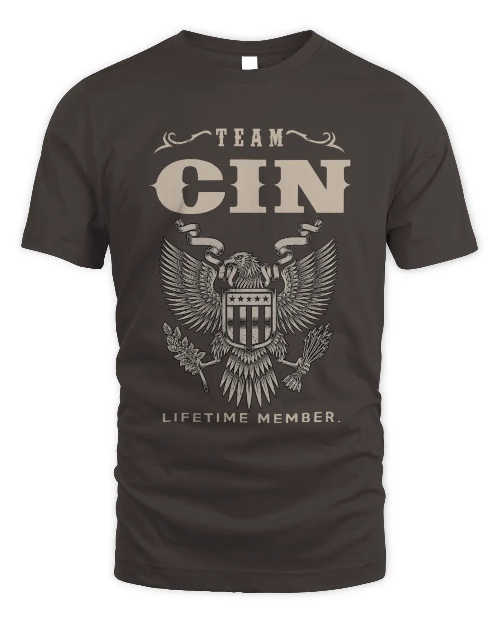 CIN TP06-K82 – Personalized Classic Style Apparel “Team NAME Lifetime Member” - Unisex Standard T-Shirt - Dark Chocolate