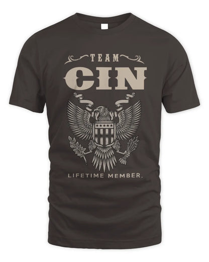 CIN TP06-K82 – Personalized Classic Style Apparel “Team NAME Lifetime Member” - Unisex Standard T-Shirt - Dark Chocolate