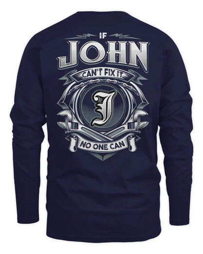 JOHN AP81-K4-626 - Personalized Ahmed Quote Apparel “If Ahmed Can't Fix It, No One Can” - Men's Long Sleeved T-Shirt - Navy