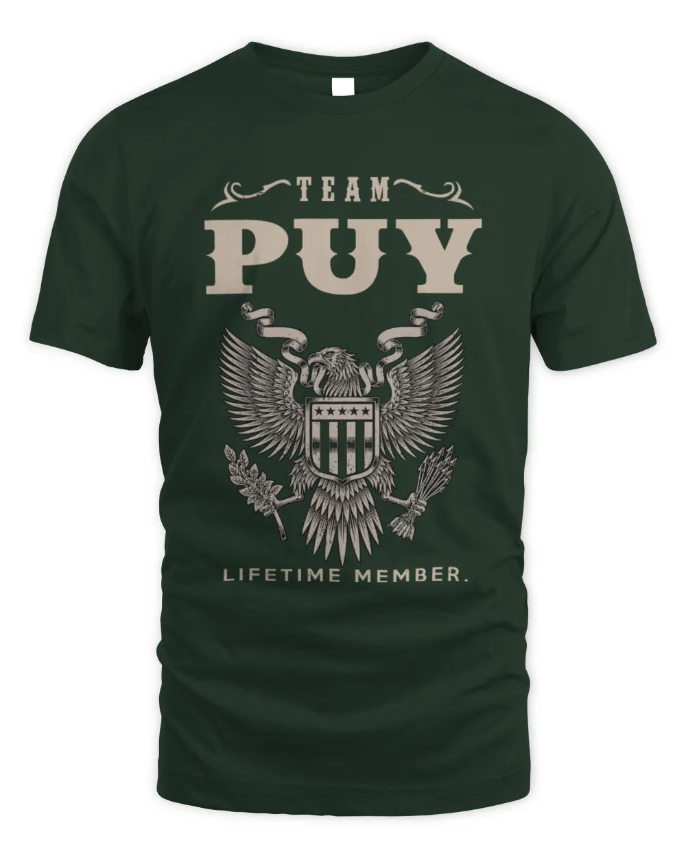 PUY TP06-K82 – Personalized Classic Style Apparel “Team NAME Lifetime Member” - Unisex Standard T-Shirt - Forest Green