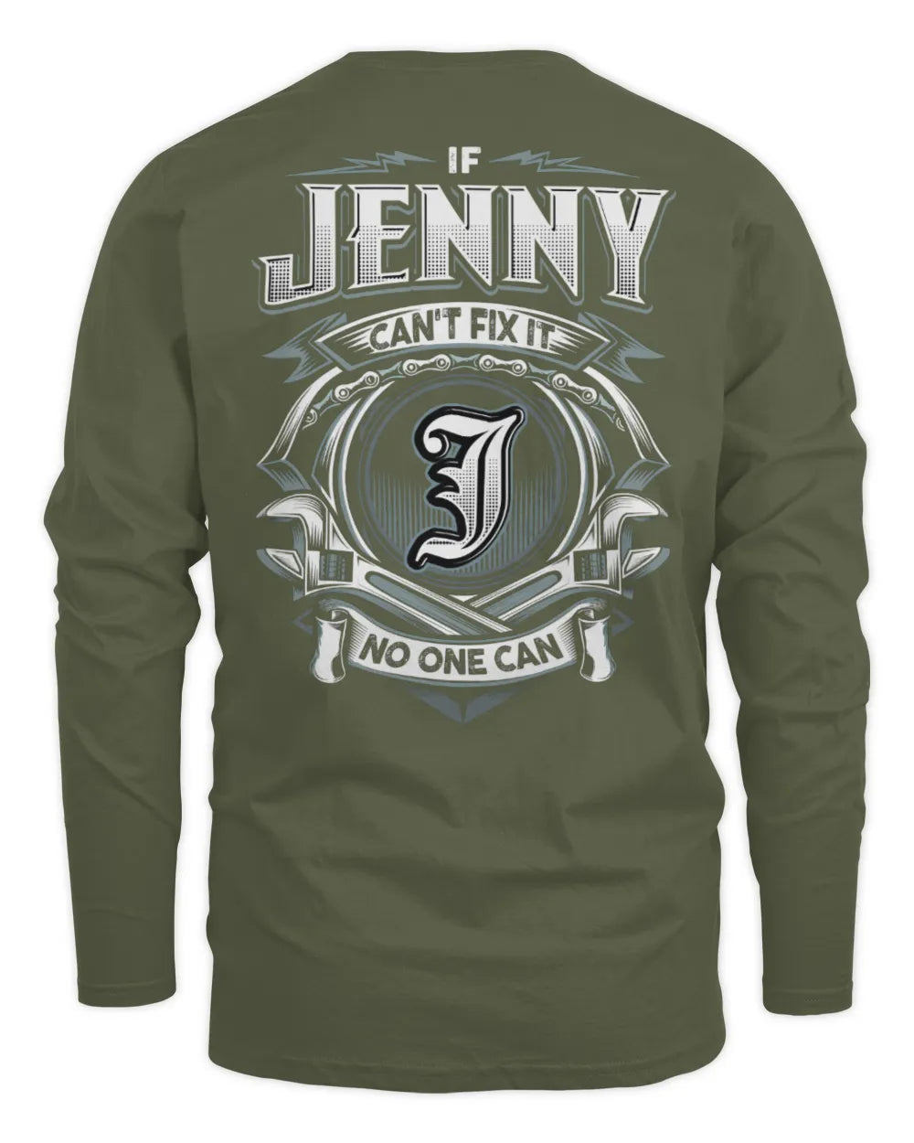 JENNY AP81-K4-626 - Personalized Ahmed Quote Apparel “If Ahmed Can't Fix It, No One Can” - Men's Long Sleeved T-Shirt - Military Green