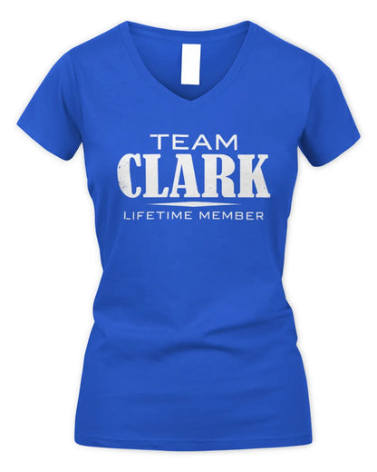 CLARK BL62-K4-128 - Personalized “Team NAME Lifetime Member” - Women's V-Neck T-Shirt - Royal