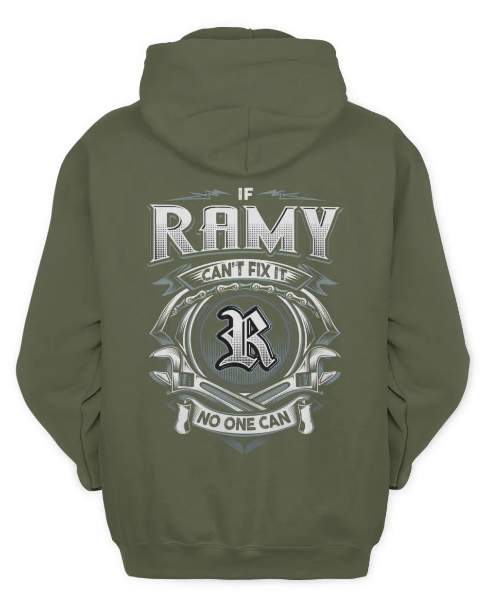 RAMY AP81-K4-626 - Personalized Ahmed Quote Apparel “If Ahmed Can't Fix It, No One Can” - Unisex Hoodie - Military Green