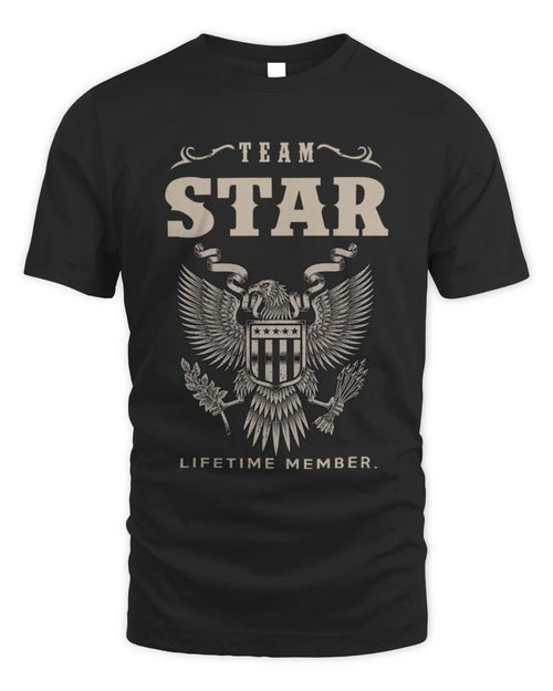STAR TP06-K82 – Personalized Classic Style Apparel “Team NAME Lifetime Member” - Unisex Standard T-Shirt - Black
