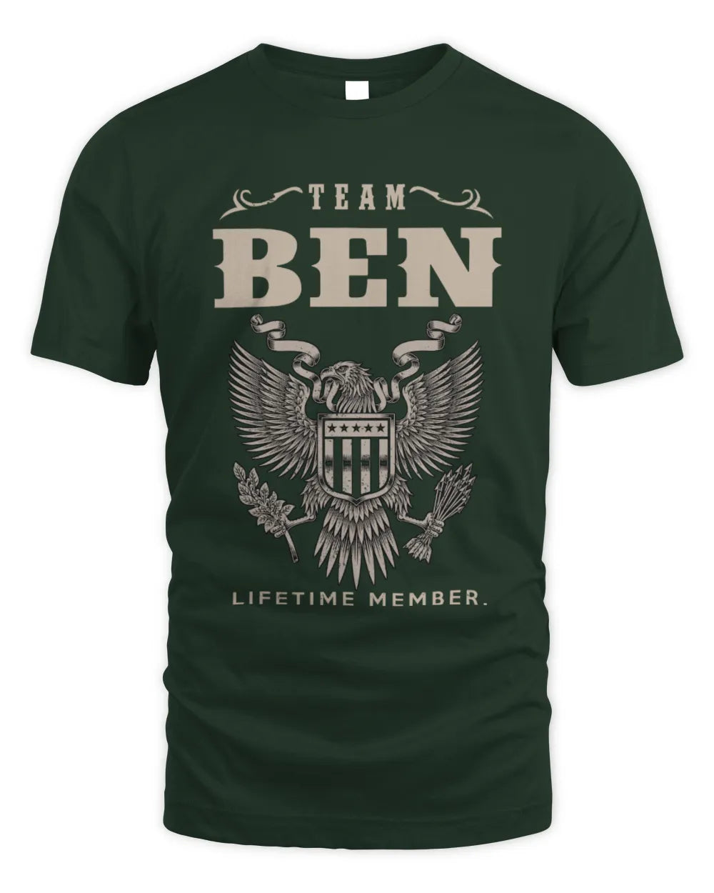 BEN TP06-K82 – Personalized Classic Style Apparel “Team NAME Lifetime Member” - Unisex Standard T-Shirt - Forest Green