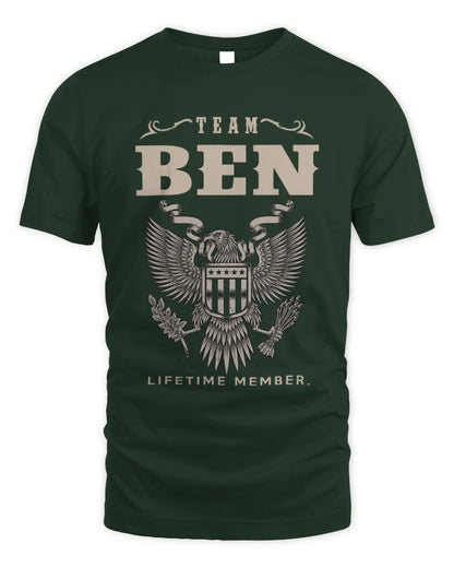 BEN TP06-K82 – Personalized Classic Style Apparel “Team NAME Lifetime Member” - Unisex Standard T-Shirt - Forest Green