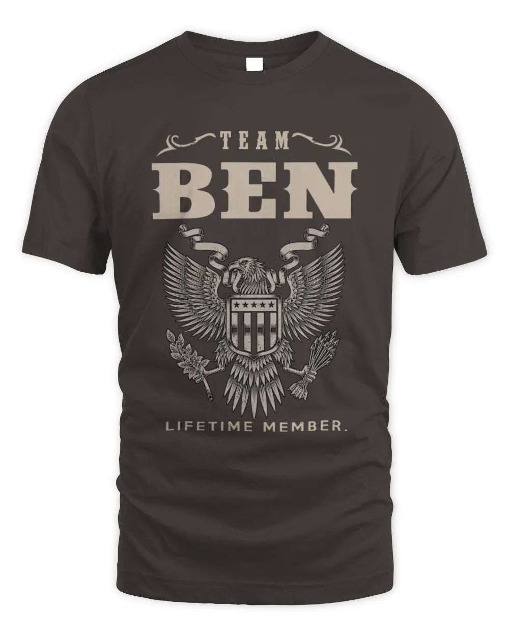 BEN TP06-K82 – Personalized Classic Style Apparel “Team NAME Lifetime Member” - Unisex Standard T-Shirt - Dark Chocolate