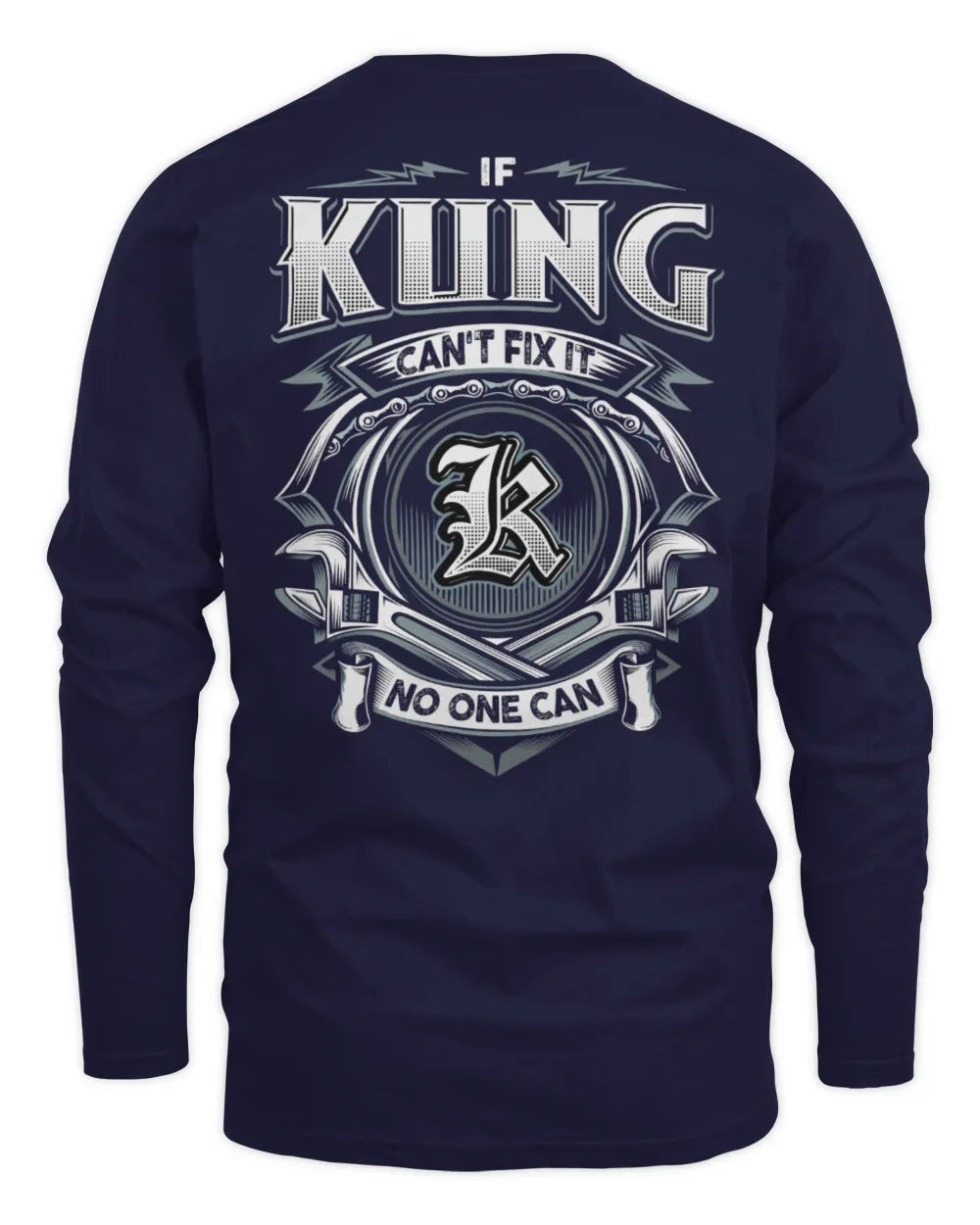 KUNG AP81-K4-626 - Personalized Ahmed Quote Apparel “If Ahmed Can't Fix It, No One Can” - Men's Long Sleeved T-Shirt - Navy