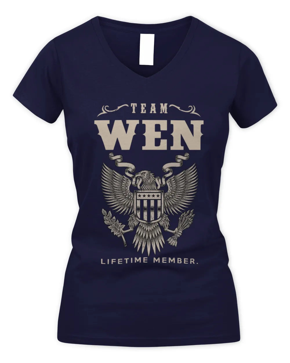 WEN TP06-K82 – Personalized Classic Style Apparel “Team NAME Lifetime Member” - Women's V-Neck T-Shirt - Navy