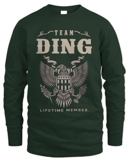 DING TP06-K82 – Personalized Classic Style Apparel “Team NAME Lifetime Member” - Men's Long Sleeved T-Shirt - Forest Green