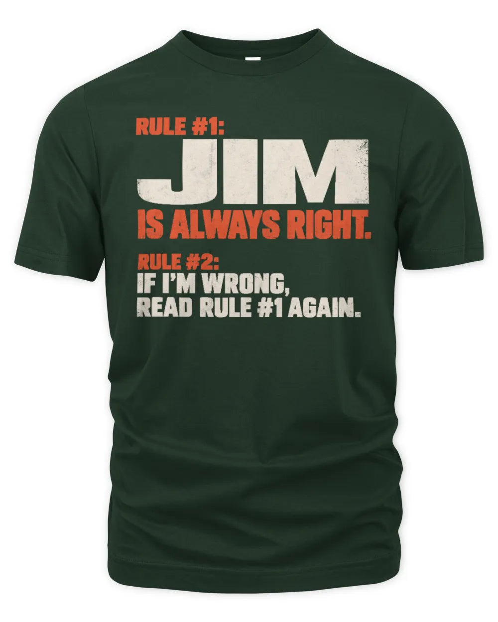 JIM NP1-H006 - Always Right Personalized Name T-Shirt – Funny Custom Name Shirt - Unisex Standard T-Shirt - Forest Green