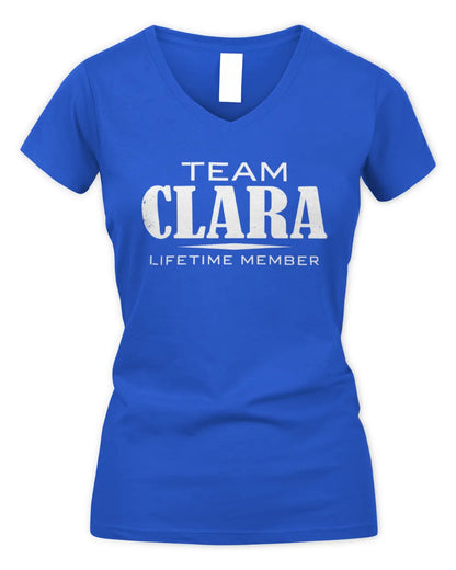 CLARA BL62-K4-128 - Personalized “Team NAME Lifetime Member” - Women's V-Neck T-Shirt - Royal