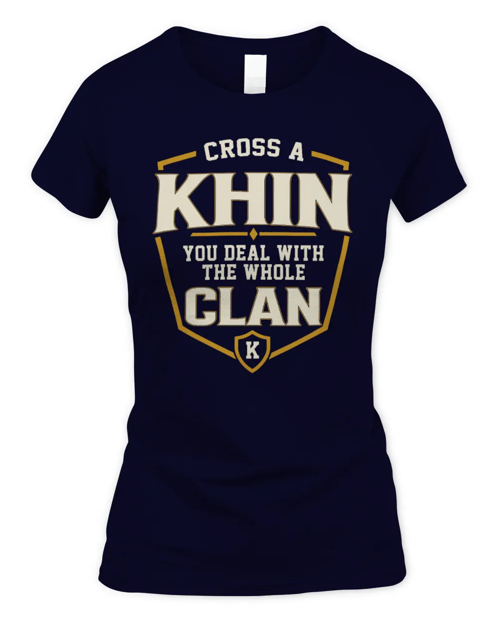 KHIN NT1-K008 Cross A/An NAME, You Deal With the Whole Clan | Personalized Vintage T-Shirt - Women's Standard T-Shirt - Navy