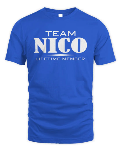 NICO BL62-K4-128 - Personalized “Team NAME Lifetime Member” - Unisex Standard T-Shirt - Royal