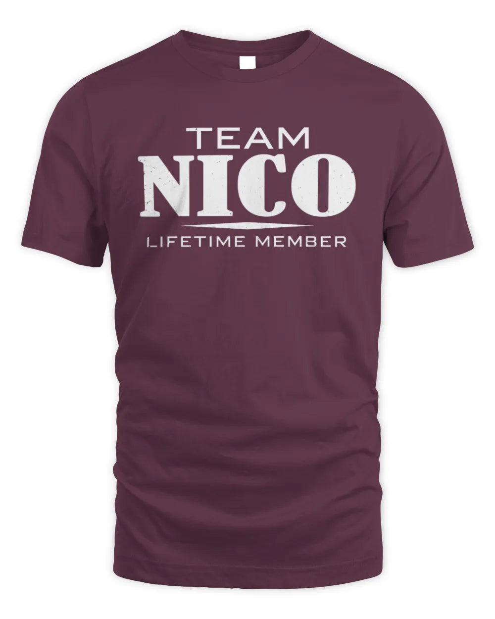 NICO BL62-K4-128 - Personalized “Team NAME Lifetime Member” - Unisex Standard T-Shirt - Maroon