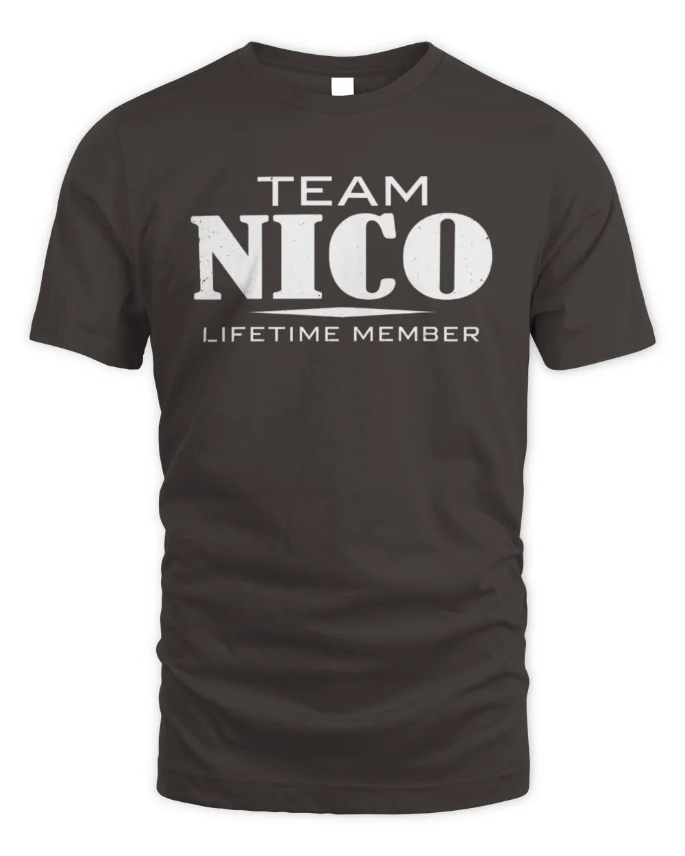 NICO BL62-K4-128 - Personalized “Team NAME Lifetime Member” - Unisex Standard T-Shirt - Dark Chocolate