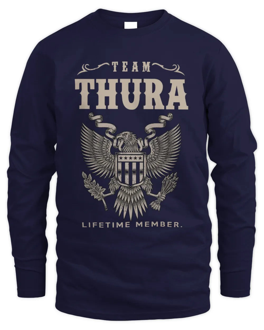 THURA TP06-K82 – Personalized Classic Style Apparel “Team NAME Lifetime Member” - Men's Long Sleeved T-Shirt - Navy