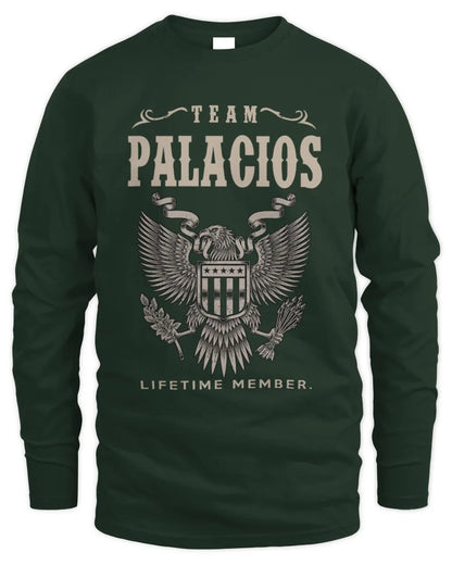 PALACIOS TP06-K82 – Personalized Classic Style Apparel “Team NAME Lifetime Member” - Men's Long Sleeved T-Shirt - Forest Green