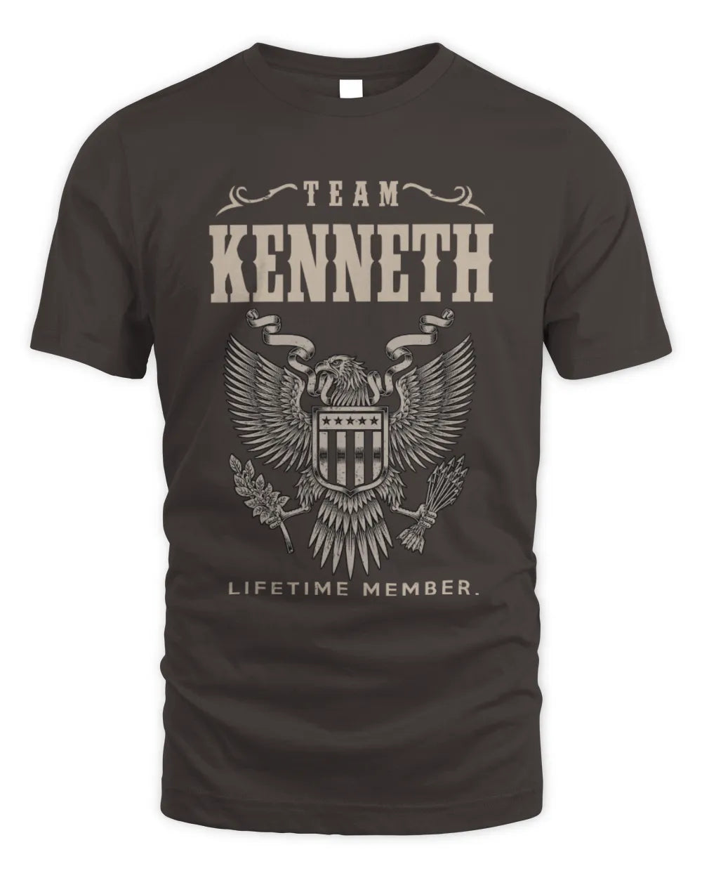 KENNETH TP06-K82 – Personalized Classic Style Apparel “Team NAME Lifetime Member” - Unisex Standard T-Shirt - Dark Chocolate