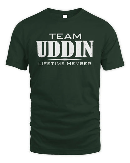 UDDIN BL62-K4-128 - Personalized “Team NAME Lifetime Member” - Unisex Standard T-Shirt - Forest Green