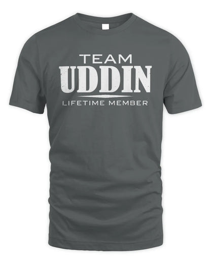 UDDIN BL62-K4-128 - Personalized “Team NAME Lifetime Member” - Unisex Standard T-Shirt - Charcoal