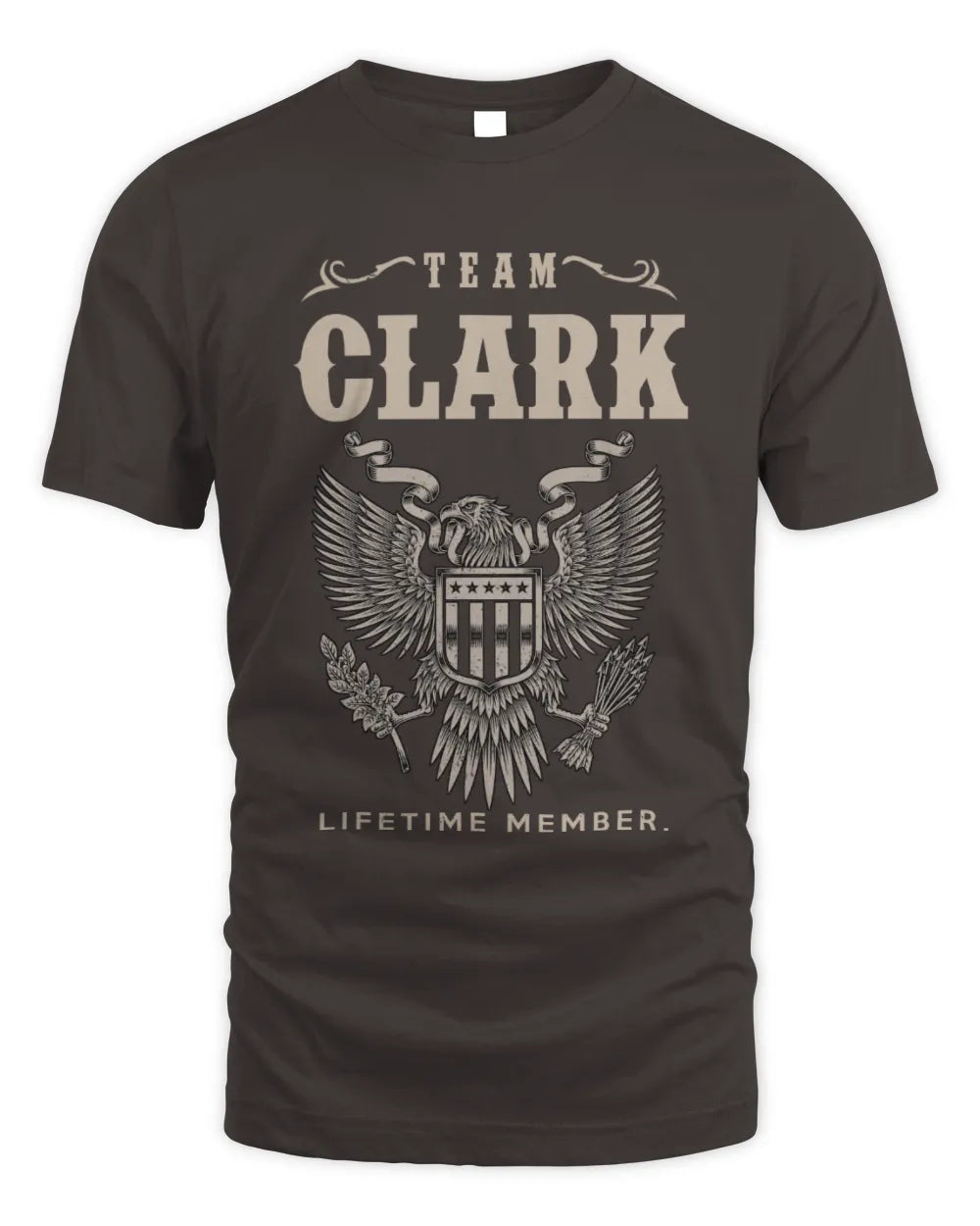 CLARK TP06-K82 – Personalized Classic Style Apparel “Team NAME Lifetime Member” - Unisex Standard T-Shirt - Dark Chocolate