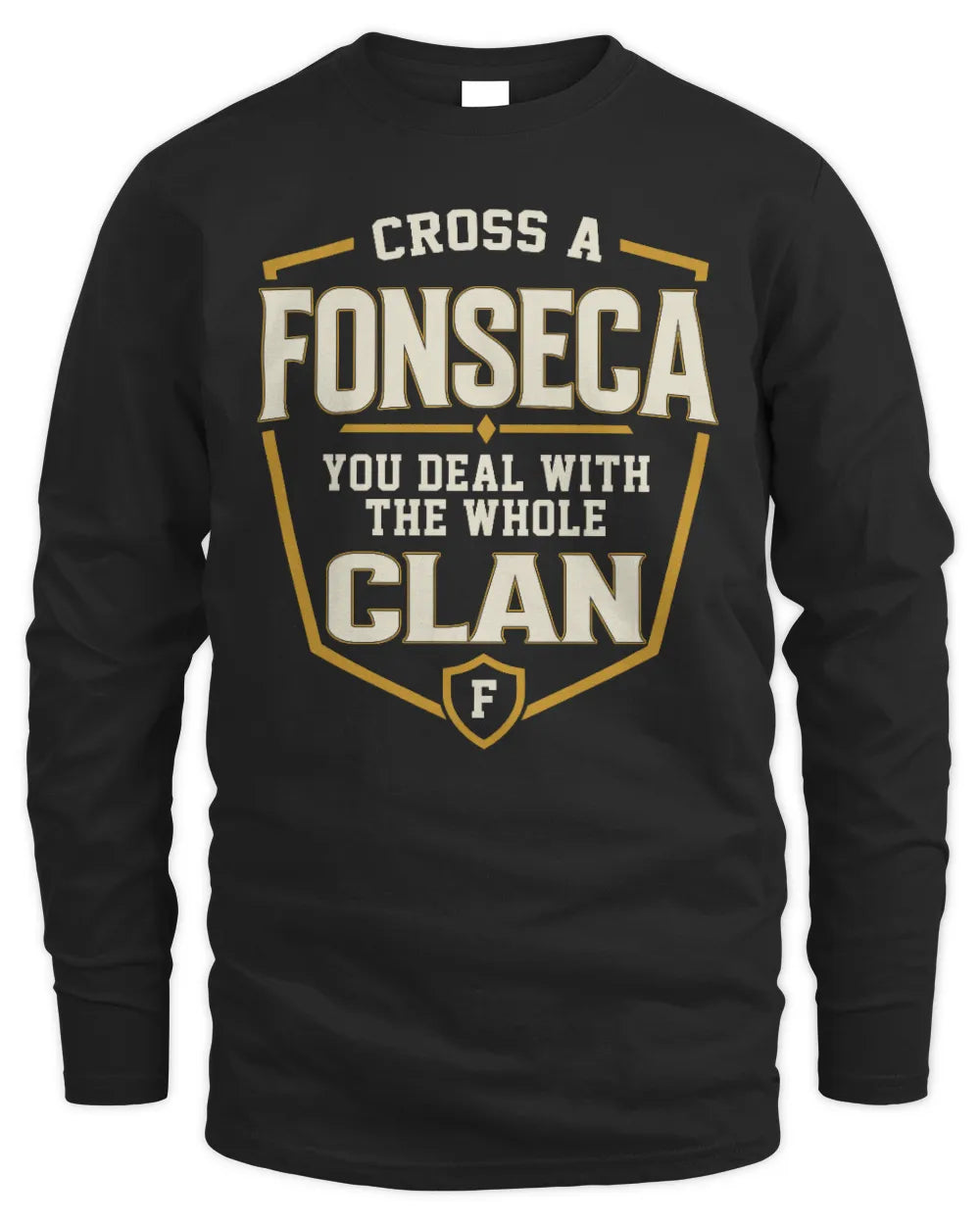 FONSECA NT1-K008 Cross A/An NAME, You Deal With the Whole Clan | Personalized Vintage T-Shirt - Men's Long Sleeved T-Shirt - Black