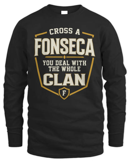 FONSECA NT1-K008 Cross A/An NAME, You Deal With the Whole Clan | Personalized Vintage T-Shirt - Men's Long Sleeved T-Shirt - Black