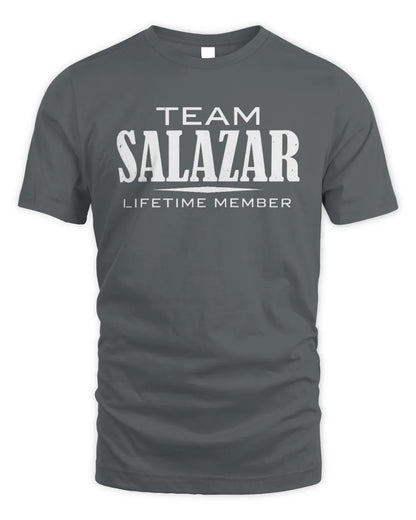 SALAZAR BL62-K4-128 - Personalized “Team NAME Lifetime Member” - Unisex Standard T-Shirt - Charcoal