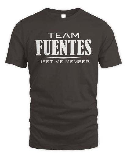 FUENTES BL62-K4-128 - Personalized “Team NAME Lifetime Member” - Unisex Standard T-Shirt - Dark Chocolate