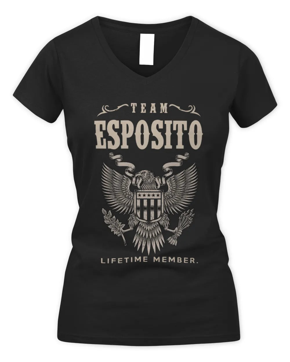 ESPOSITO TP06-K82 – Personalized Classic Style Apparel “Team NAME Lifetime Member” - Women's V-Neck T-Shirt - Black