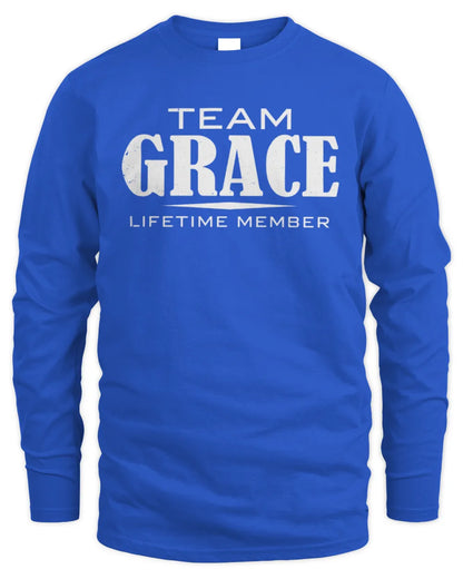 GRACE BL62-K4-128 - Personalized “Team NAME Lifetime Member” - Men's Long Sleeved T-Shirt - Royal