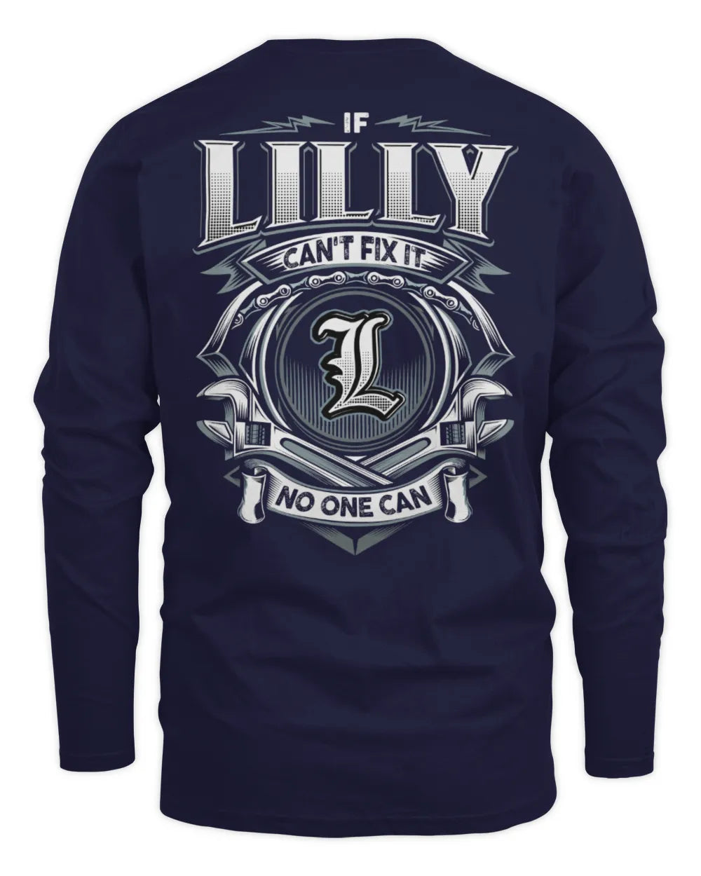 LILLY AP81-K4-626 - Personalized Ahmed Quote Apparel “If Ahmed Can't Fix It, No One Can” - Men's Long Sleeved T-Shirt - Navy