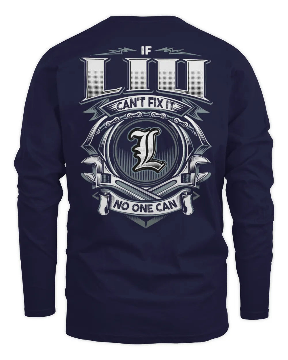 LIU AP81-K4-626 - Personalized Ahmed Quote Apparel “If Ahmed Can't Fix It, No One Can” - Men's Long Sleeved T-Shirt - Navy