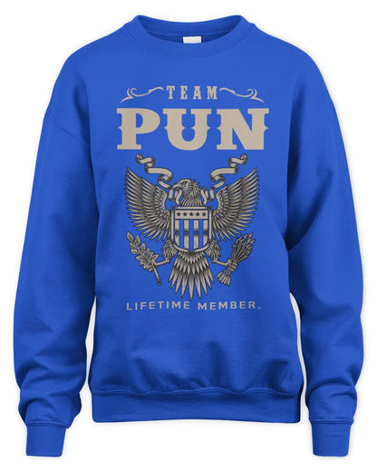 PUN TP06-K82 – Personalized Classic Style Apparel “Team NAME Lifetime Member” - Unisex Sweatshirt - Royal