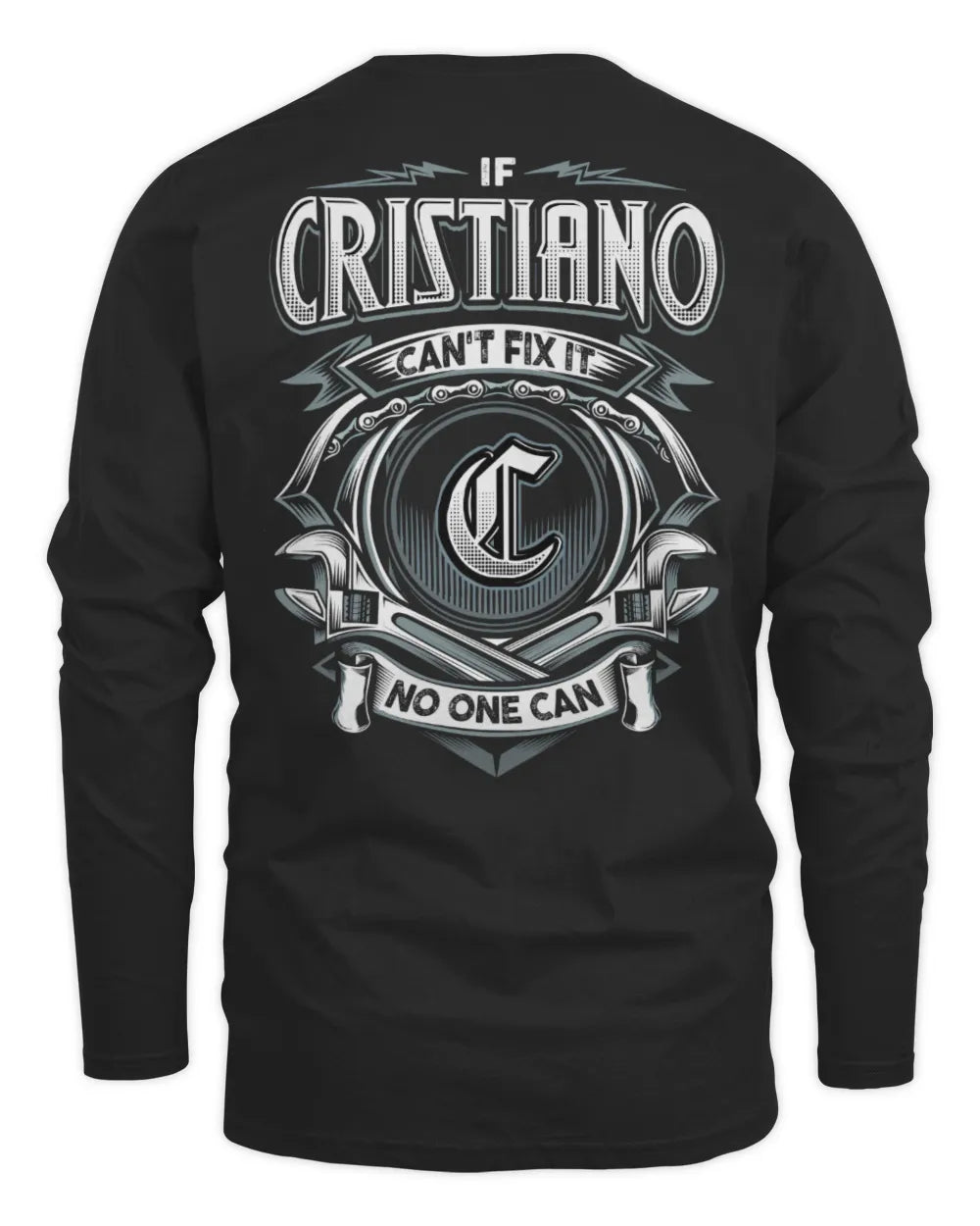 CRISTIANO AP81-K4-626 - Personalized Ahmed Quote Apparel “If Ahmed Can't Fix It, No One Can” - Men's Long Sleeved T-Shirt - Black
