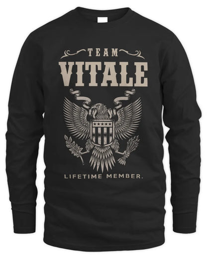 VITALE TP06-K82 – Personalized Classic Style Apparel “Team NAME Lifetime Member” - Men's Long Sleeved T-Shirt - Black
